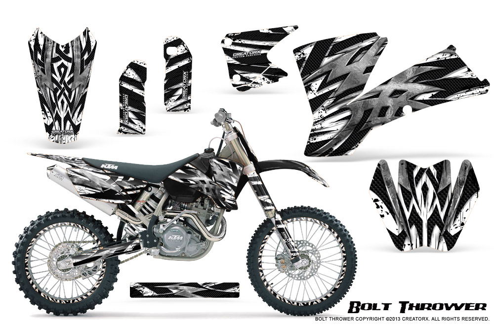 KTM C1 SX EXC MXC Graphics Kit Bolt Thrower White NP Rims